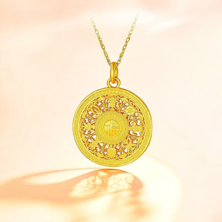 Allied gold pendant good luck eight treasures pendant pure gold 999 eight treasures compass 5d hard gold craftsmanship great gift pure gold compass pendant free necklace 1.2g