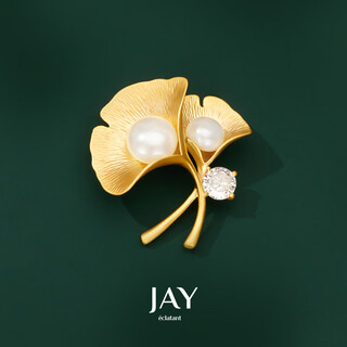 Jay ginkgo brooch, high-end female corsage, suit accessories, birthday gift for mother-in-law, elders, gold