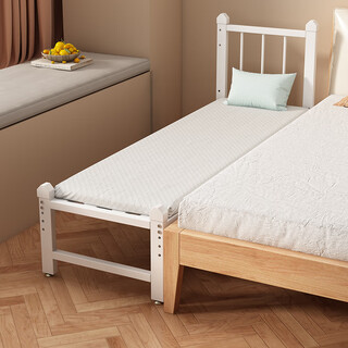 Iron children's spliced bed baby spliced large bed with wide side bed for adults to sleep with guardrails for boys and girls small bed white bedside model naked bed 180*40cm height adjustable