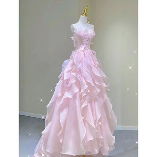Evening dress skirt for women 2025 new banquet temperament high-end host light luxury niche advanced art test can be worn at ordinary times pink m