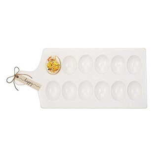 Mud pie deviled egg tray white/brown/black 38.7x17.78cm