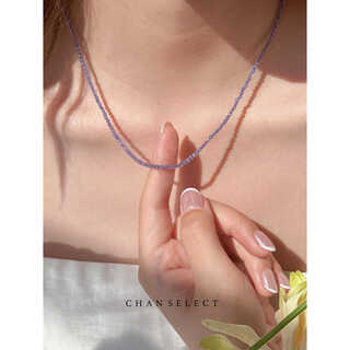 Youshu jacaranda-natural blue-purple tanzanite 2mm flash cut beads summer 925 sterling silver clavicle chain necklace natural tanzanite necklace in stock 43cm