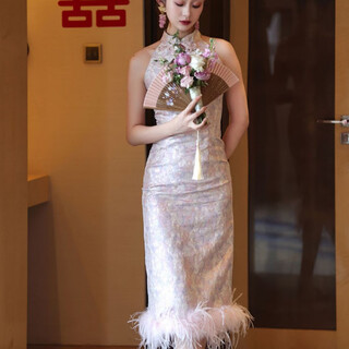 乐僖贝俫新中式轻奢旗袍敬酒服高端订制小个子新娘晨袍 花色 687 M 687