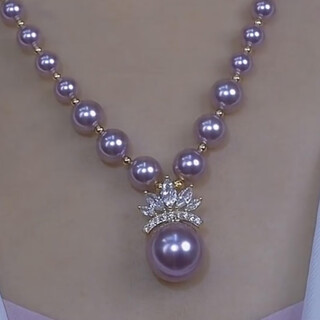 Dl 1998 fat dong lai quality purple pearl necklace french crown feminine violet princess sweater chain niche pendant