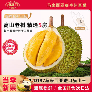 Durian leader musang king durian frozen fresh fruit d197 aa quality 3.0-3.5jin jin is equal to 0.5kg, 4 rooms guaranteed, new fruits of the season