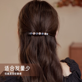 Pretty three-year-old one-word clip on the back of the head 2025 new high-end half-tied hair high-end short hair embarrassing period hairpin pearl spring clip high-end pearl spring clip elegant accompanying