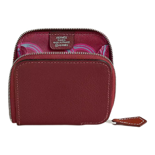 Hermes (hermes) wallet silk in silk twill printed calfskin short coin card holder 2025 new luxury gift style 7