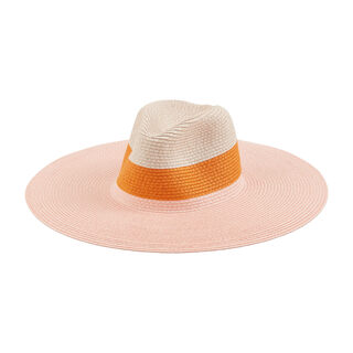 Mud pie women's color block fedora hat pink one size