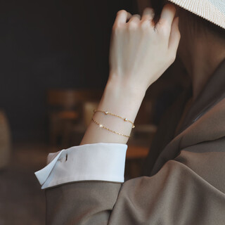 Lzjv double layer diamond bracelet for women 18k gold plated cold style personality simple light luxury niche design high-end versatile gold