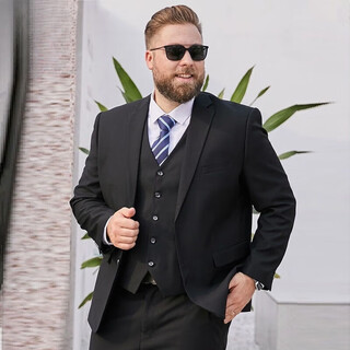 Carrying fish loose, big belly, plus weight, business suit, interview formal dress, autumn large size suit suit for fat man (single piece) black fat man suit jacket 5xl (210-240jin jin is equal to 0.5 kg)