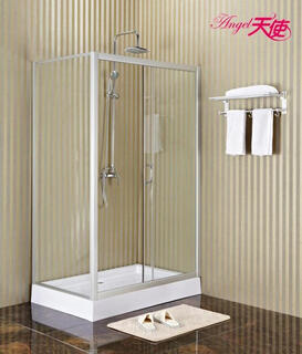 Kezitu l-shaped/rectangular/curved shower room simple shower room 3c tempered glass partition sand silver aluminum alloy bathroom 80*100 with stone base does not contain steam