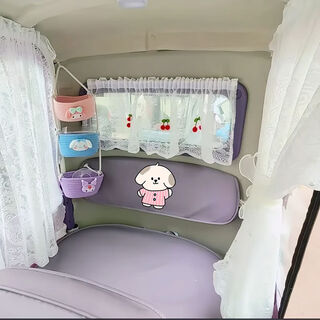 Zhuanying electric tricycle privacy gauze curtain princess style sunscreen curtain velcro self-adhesive four-wheeler interior curtain sunshade white pearl curtain two long and one short 3 pieces free of charge