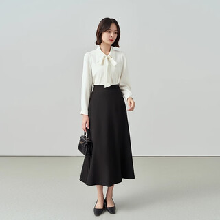 Lady bird black professional skirt female interview autumn and winter high-end suit a-line skirt umbrella skirt commuting formal skirt commuting