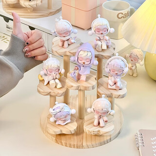 Yupinjia blind box storage display rack doll shelf layered wooden figure storage perfume toy display rack three-ladder petal figure display rack log color 1
