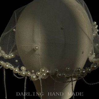 Wei ci's new bridal retro pearl veil, unique niche french small veil wedding dress, high-end hair accessories, small veil covering the face