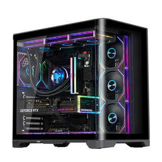 玩嘉天幕白色MINI曲面玻璃海景房电脑机箱台式机MATX240/360水冷 天幕PLUS黑（支持ATX/360水冷）