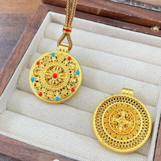 Dr-flvvs eight treasures compass pendant 18k gold wei xue's same style enamel vajra pestle eight treasures compass pendant enamel vajra pestle compass + ruyi rope