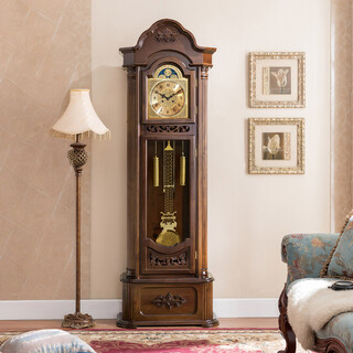 Yunhao solid wood european standing floor clock new chinese style wind-up movement large table clock retro alarm pendulum clock 2016 chestnut color polaris mechanical wind-up movement
