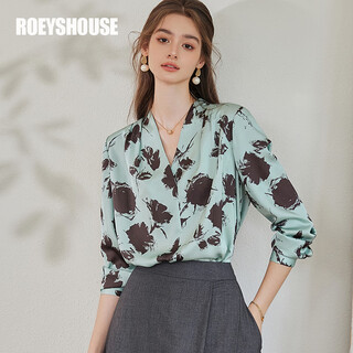 Roeyshouse french v-neck commuter shirt 2025 spring and summer retro shirt satin top 10079 design color m