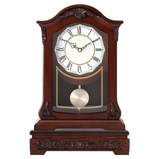 Mapleleaf new chinese-style living room simple solid wood clock home retro art clock simple creative european clock ornament 8036 rome + time sound + base