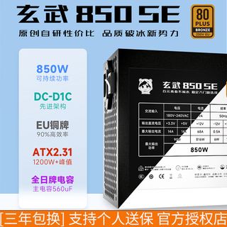 Yichenyu xuanwu 850se rated 850w peak 1200w 80plus bronze certified atx3.0 native pcie5.0 interface xuanwu 850k silver certified full module power supply
