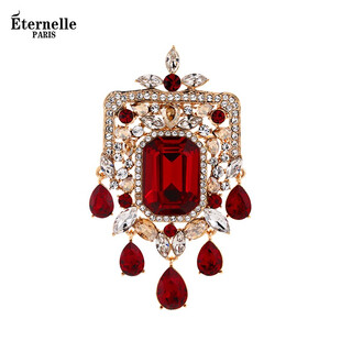 Eternelle french eternal french retro palace style corsage pin cardigan button austrian crystal high-end brooch retro red
