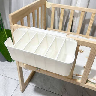 Ni zhier quality baby bedside hanging storage basket diaper storage bag bedside hanging bag bed fence partition 10 adjustable partitions white (2 pieces)