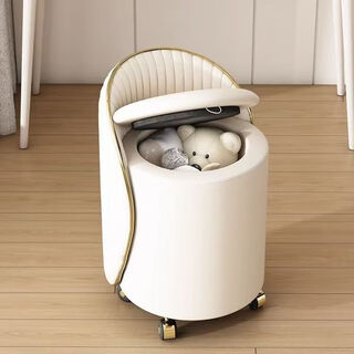 Jungle makeup stool dressing table chair bedroom dressing stool makeup chair light luxury high-end manicure chair rotatable with backrest pulley storage model - all white