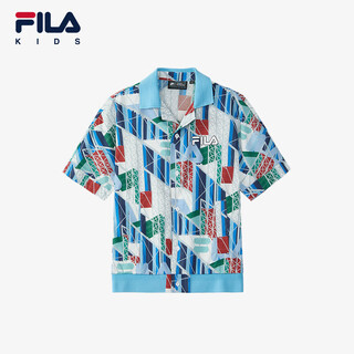 Fila x pompidou center fila children's clothing children's shirt new men's and large children's casual short-sleeved tops full print one-za 150 cm