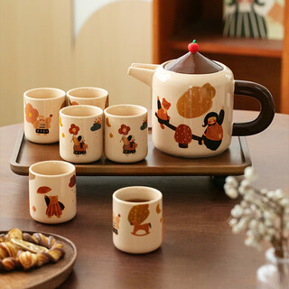 Dining general ceramic water set water cup mug coffee cup set flower teapot tea set gift box set wedding housewarming gift gift box set one pot six cups one tray