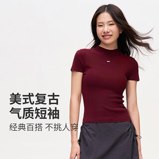 Splan wake up plan small high neck tight short sleeve one-piece woven pilates fitness wear soft quick-drying yoga wear top women maple wine red xl suitable for 125-140 jin jin equals 0.5 kg