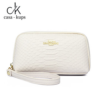 Casa-kups clutch women's bag new crocodile pattern trendy middle-aged mother shopping mobile phone coin purse low-key elegant hand-held white
