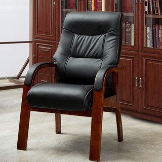 Shengning genuine leather boss chair solid wood office chair back chair sedentary conference chair computer chair home mahjong machine chair black herringbone frame pu leather/imitation cowhide