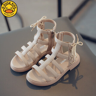 G.duckkids girls sandals summer new style baby middle and large children high top roman little girl princess shoes nude pink 21 inner length/13.5c