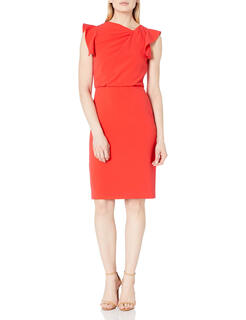 Halstonh halston women's asymmetric collar dress, lipstick color, 10 lipstick color 10