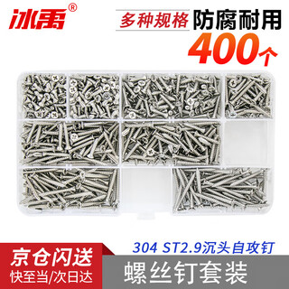 Bingyu 304 stainless steel self-tapping screw set st2.9 countersunk head self-tapping screw a style 8 grids 400pc/box bh-597