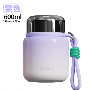 Fuguang stew beaker, extra long insulated lunch box, baby student, office worker, insulated soup kettle, purple 600ml