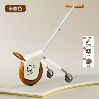 Fg flying pigeon unicycle parent-child car children's tricycle bicycle children's car 1-3 years old baby tricycle balance car high-end rice color | single wheel + auxiliary wheel + gift bag