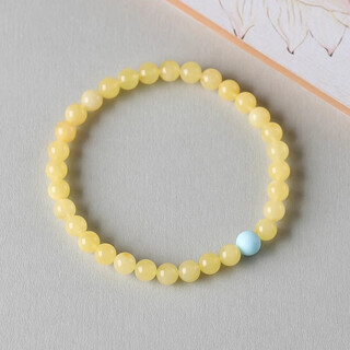Feiyu natural raw mineral beeswax bracelet russian material yellow amber 8mm single circle turquoise with beads men and women bracelet russian material 6mm (petite women's model) 18cm
