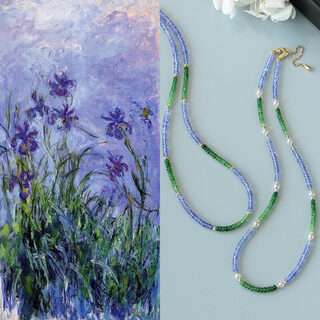 Shaoyu monet garden natural tsavorite tanzanite japanese akoya pearl necklace bracelet ready stock/pearl style/necklace total length approximately 42+5cm
