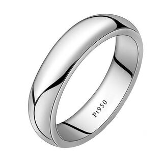 Laofengxiang pt950 platinum ring for men and women, smooth plain ring, platinum pair ring, frosted couple ring, gift for girlfriend, platinum simple love - men's ring (curved surface), be sure to note the number (8-25) or leave it when you are closed.