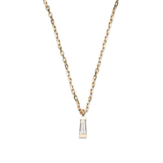 Qianjun 18k gold au750 single baguette stone pendant necklace women's clavicle chain jewelry 18k gold natural diamond pre-sale about 5-8 days