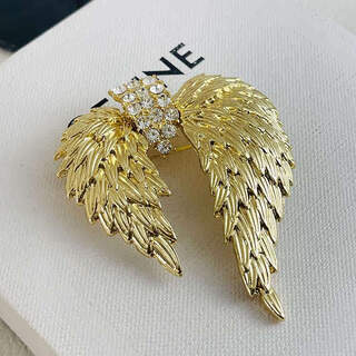Puli european and american new retro vintage wings rhinestone elegant suit coat brooch niche design corsage trend golden wings brooch
