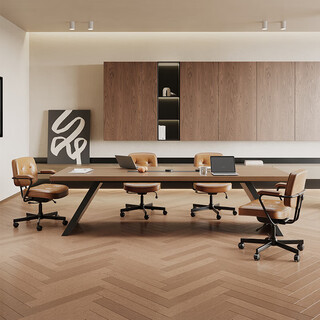 别宇实木小型会议桌椅组合6人简约现代办公室接待洽谈桌培训桌工作台 1.8米大叶松会议桌+沃伦办公椅*4