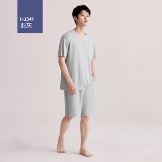 Hongdou home ice silk cool pajamas for women, short-sleeved trousers, can be worn outside, couple sportswear suit, men's spring and summer thin style, feather gray-men (short-sleeved shorts) xs 160