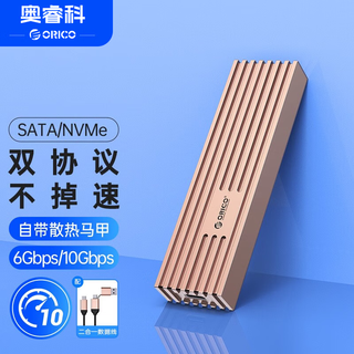 奥睿科（ORICO） M.2 NVMe移动固态硬盘盒 Type-C3.2台式笔记本电脑SSD外置盒子 【10Gbps】双协议款/全铝CNC-香槟金