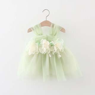 Luanquexiang one-year-old girl's clothing children's clothing girls summer suspender dress vacation dress children's baby flower fairy dress light green one-year-old girl's clothing 73 cm