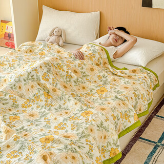 Grace's new popular children's six-layer gauze towel quilt pure cotton baby blanket quilt summer thin adult blanket cotton gauze spring banquet 200x230cm six-layer pure cotton seersucker double