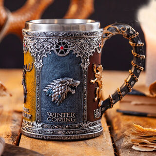 Kyodo 8kg iron cup game of thrones beer mug 304 steel creative wine glass mug embossed large capacity five-sided lion head handle cup