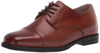 Florsheim boys' leather shoes, leather upper, memory foam insole, comfortable and breathable oxford shoes, cognac color 10.5 little kid